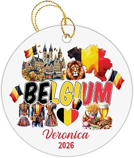 Belgium Ornament, Personalized Belgium Country Map Ornaments, Symbols of Belgium Christmas Ornament, Gifts for Belgium Lovers, Travel Lovers, Men Women, Belgium Landscape Xmas 2026 Ornaments