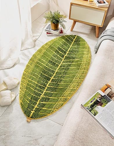 Miniatura 4 de Alfombras de cocina antideslizantes y alfombras lindas con forma de hoja para el suelo de la cocina, el cuarto de baño, el dormitorio de 17.7 x 47.2