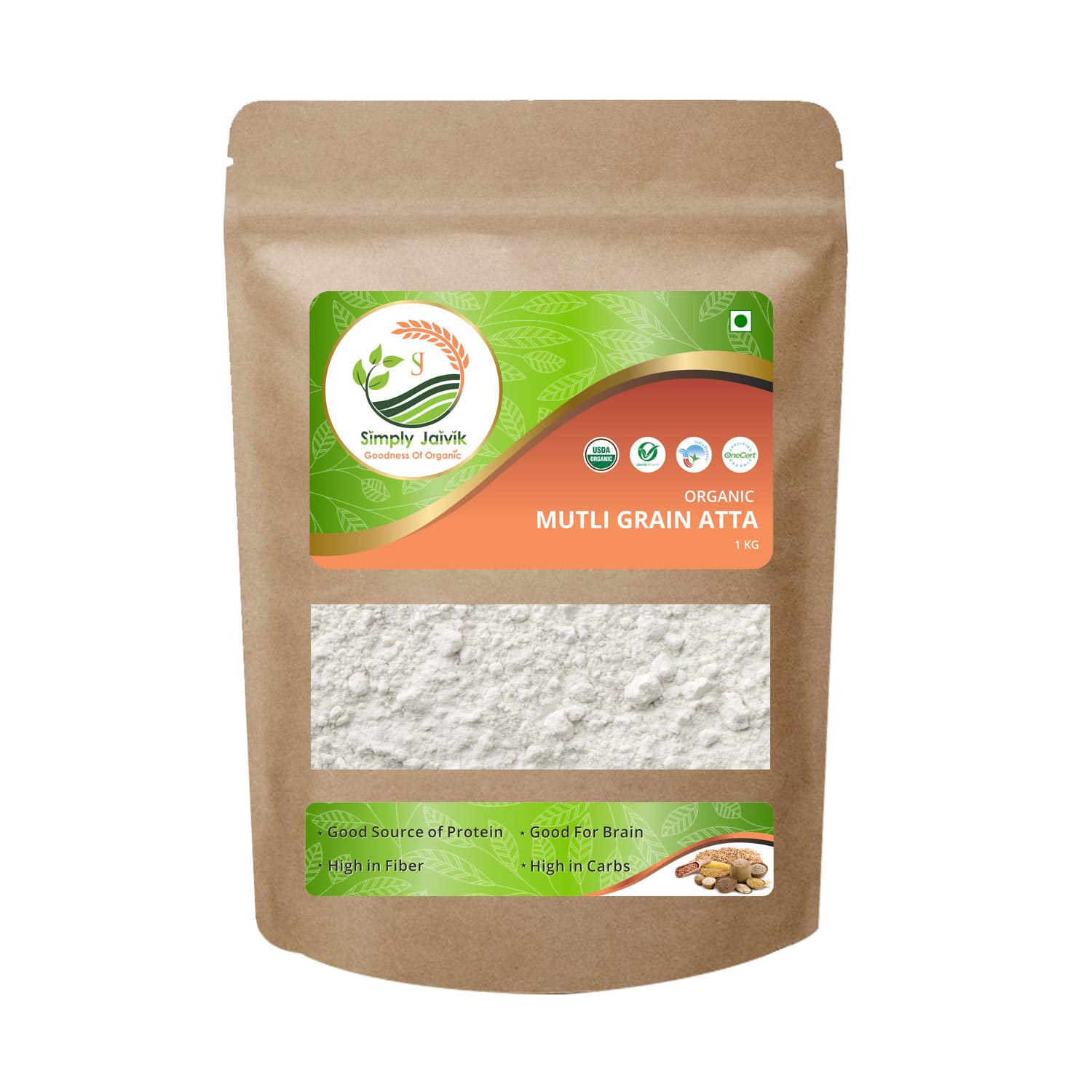 Simply Jaivik Multi Grain Atta 1Kg Organic - Wheat,Oats,Maize,Ragi,Kala Chana,Soyabean (B08ZDKMVTR) Amazon Price History, Amazon Price Tracker