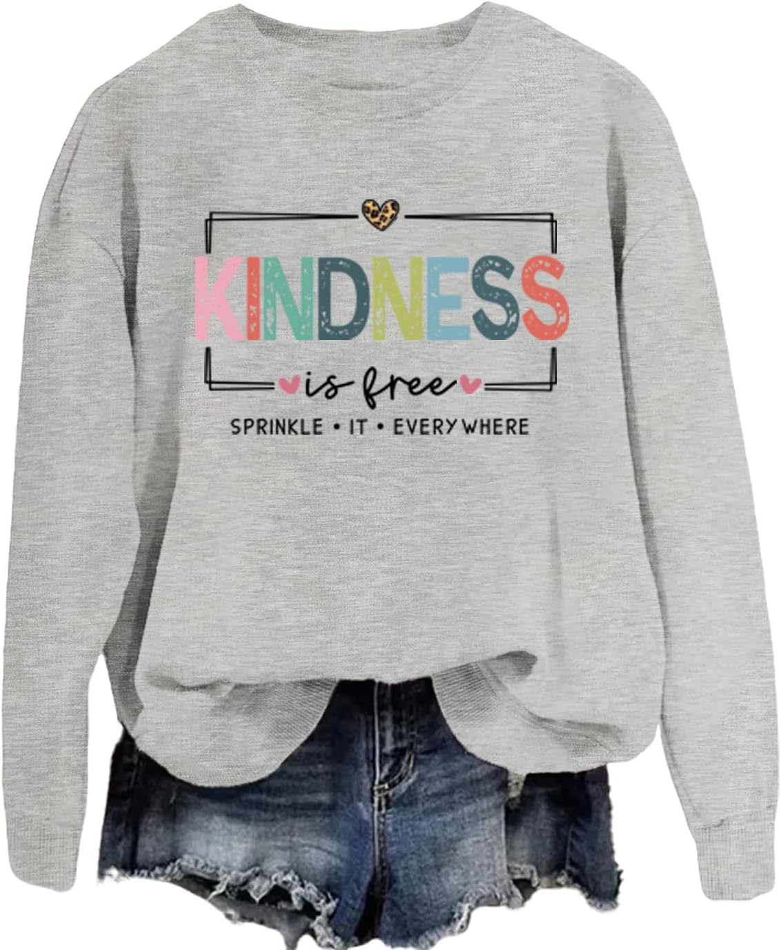 Kindness Is Free Sweatshirt, Be Kind Sweatshirt Womens Teacher Teach Inspirational Sayings Pullover Crewneck Tops - Image 4