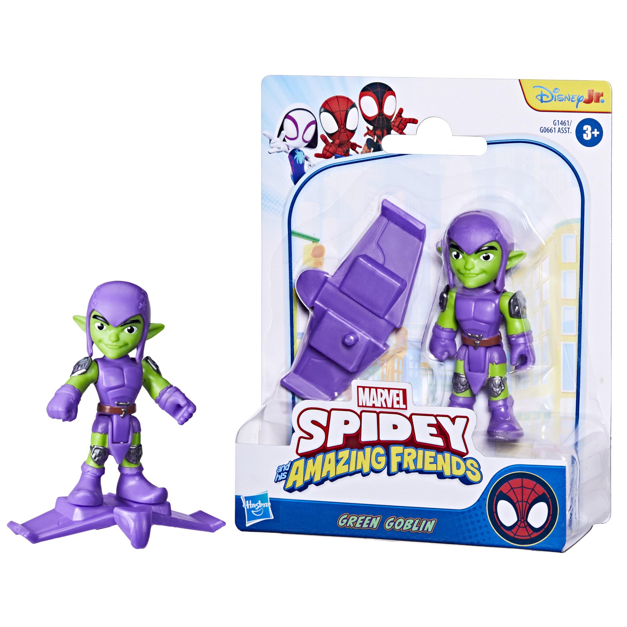 Zielony Goblin z serialu "Spidey i super-kumple" Marvela, zabawka z dodatkiem
