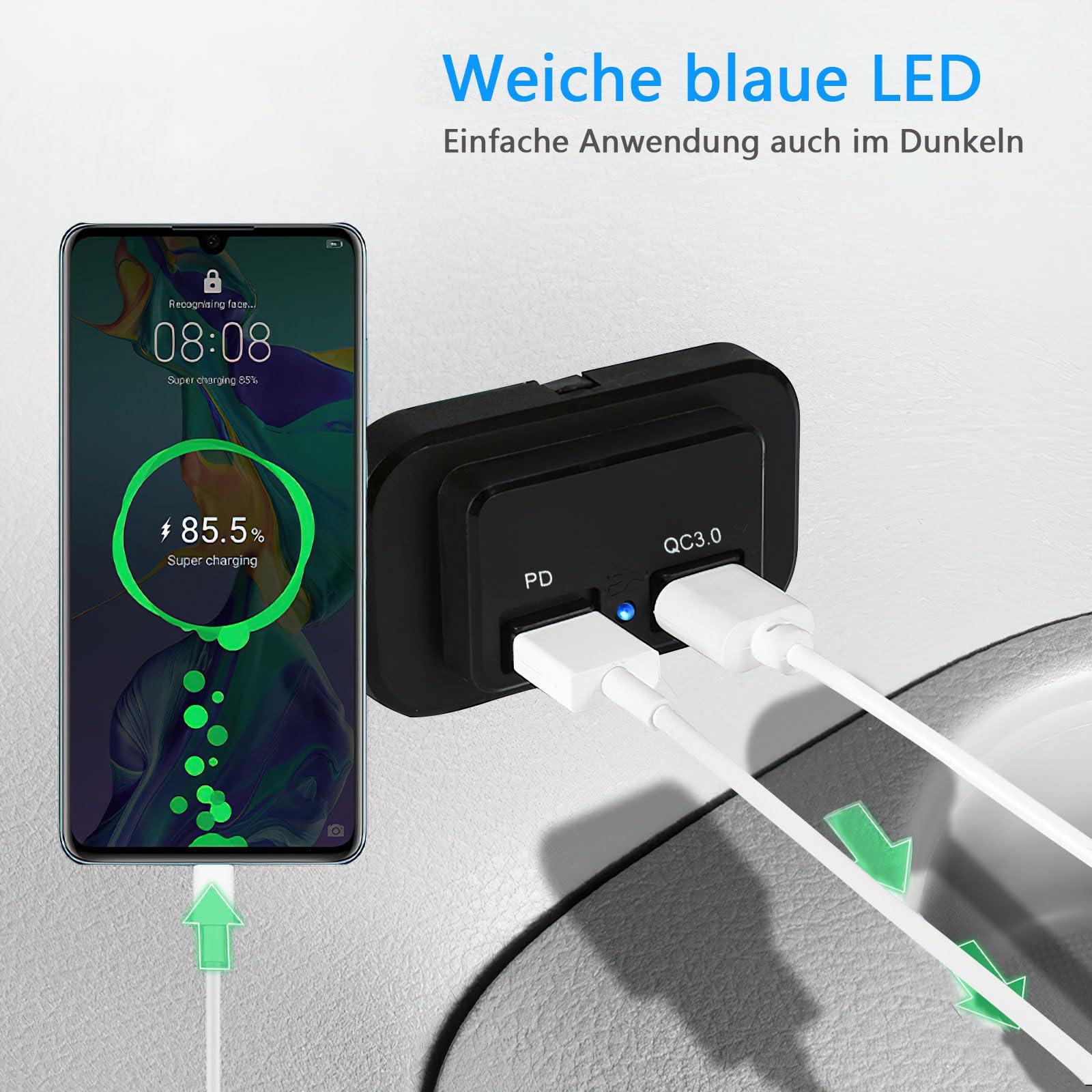 JaneYi Caricabatteria da Auto USB a Doppia Porta, Prese Camper 12V Carica Cellulare 3.1A Incasso Adattatore con Copertura Antipolvere per Veicolo Barca Camion
