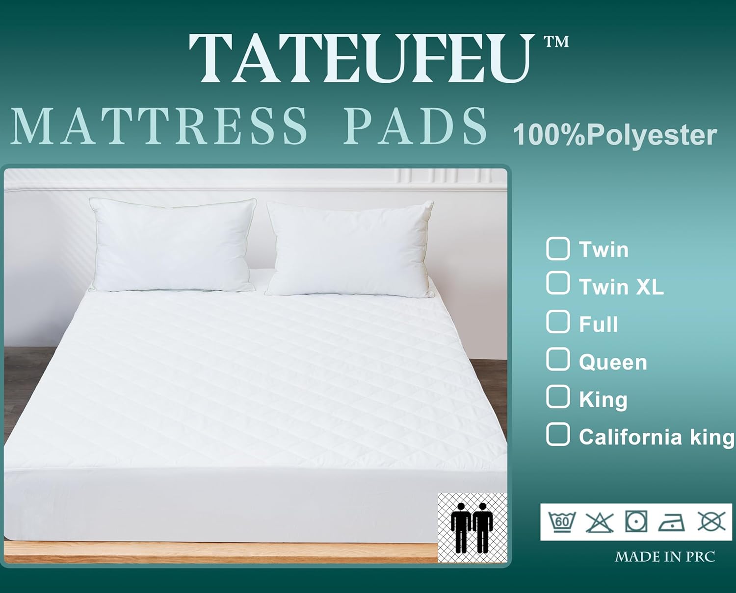 White Fitted Mattress Pads(King California) Stretches up to 16 Inches Deep Hypoallergenic Ultimate Protection and Comfort Easy to Clean Fits Snugly Durable and Long-Lasting