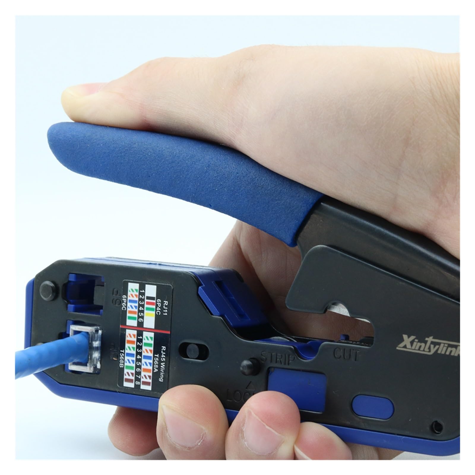 Outils de sertissage Pince À Sertir Cat6 Cat5e Cat5 RJ45 Pince À Sertir Réseau Pince À Dénuder Ethernet Pince À Câble RG45 RJ11 Multifonction(SET B)