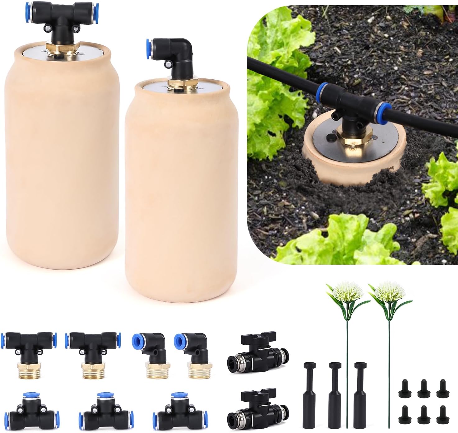 2pcs 3.1x3.1x6in 17oz Drip Irrigation System Olla Watering System Insert Devices for Vacation Garden Use Terracotta Olla Pots Automatic Tree Waterer Plant Watering Devices