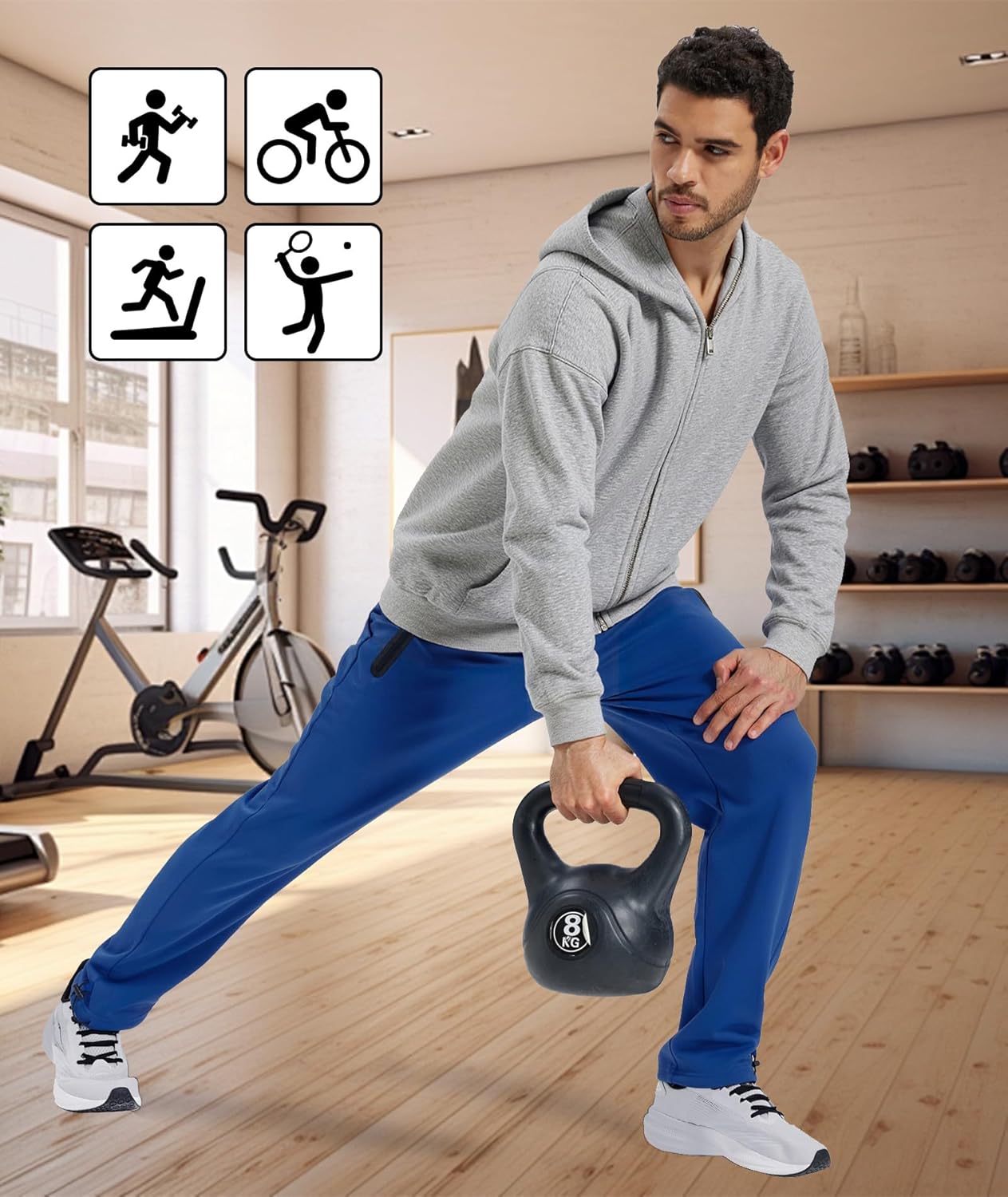 ZITY Mens Fleece Joggers Warm Winter Sweatpants with Zipper Pockets Workout Running Athletic Pants - Image 2