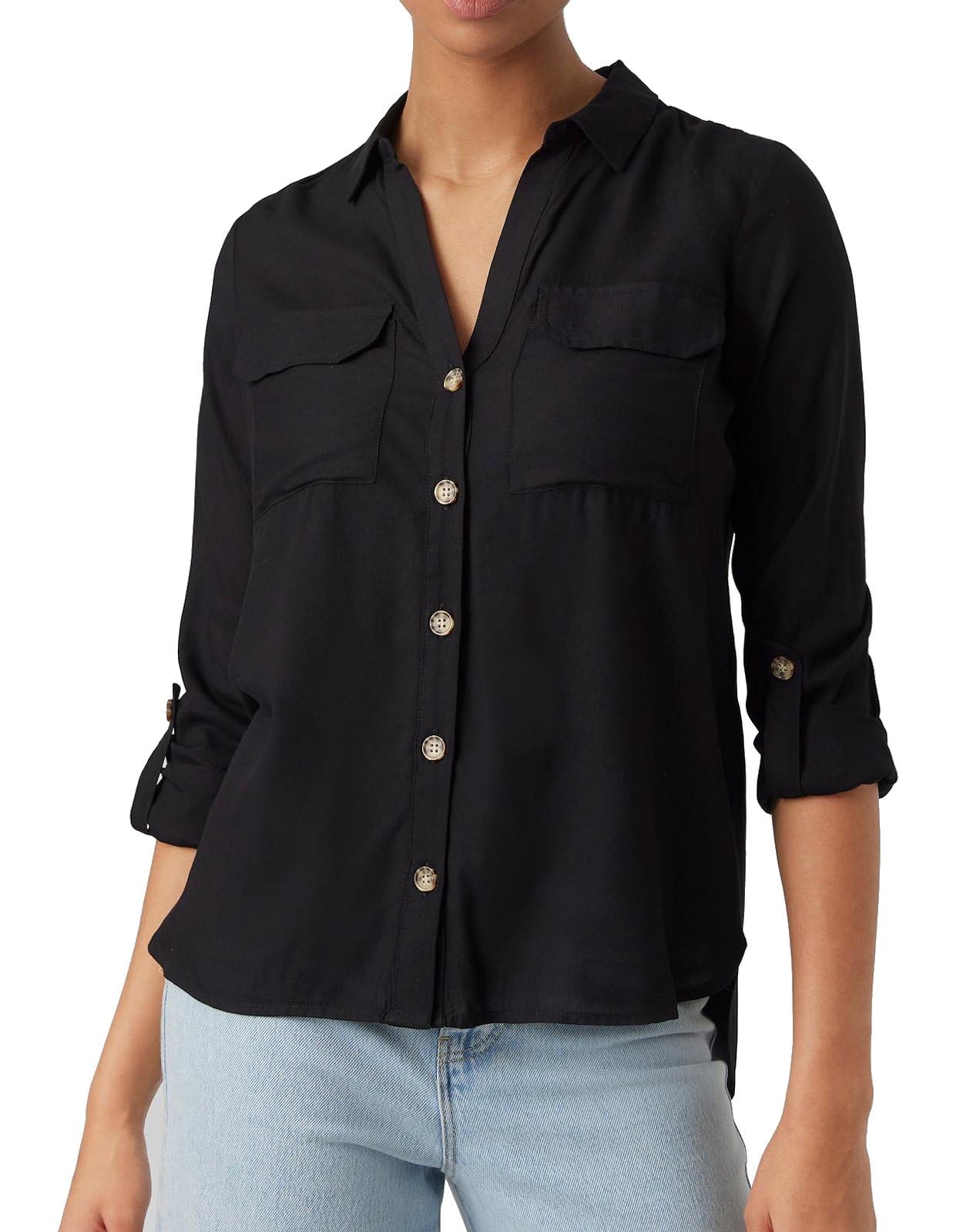 VERO MODA Women's Vmbumpy L/S Shirt New Noos Blouse, Black, S