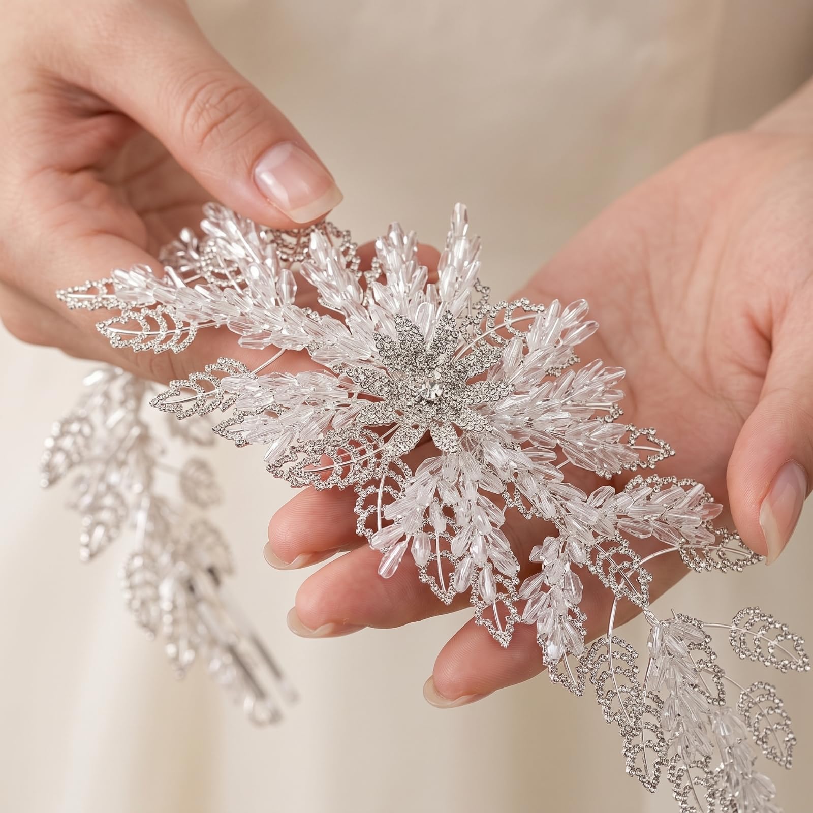 Brauthaarschmuck mit Kristallimitate Elegant Brauthaarschmuck mit Haarnadeln Funkelnd Braut-Haarrebe für Bräute, Brautjungfern, Hochzeit, Fotoshooting