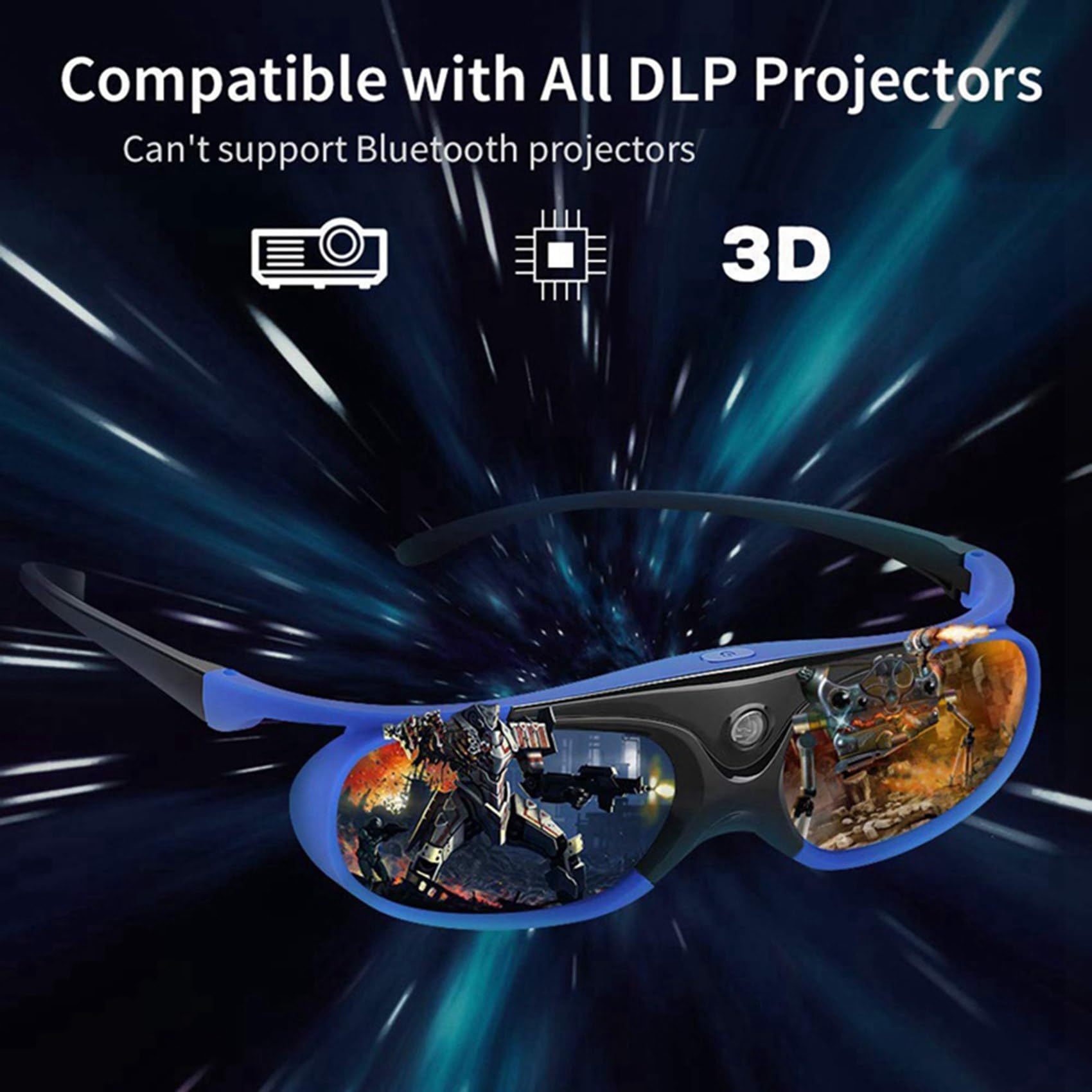 4Pcs Active Shutter Occhiali DLP-Link 3D Occhiali USB Ricaricabili per DLP Link Proiettori per W1070 W700 Project