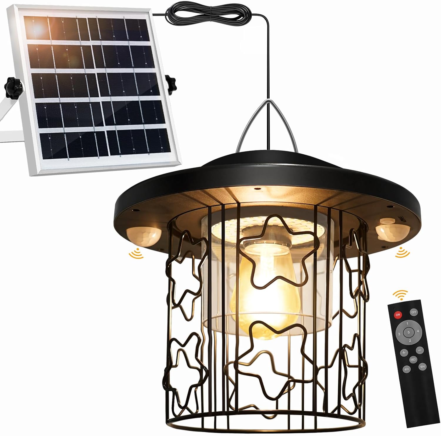 Photo voltaic Shed Gentle Out of doors Indoor, Photo voltaic Gazebo Lights 3000LM Daytime Obtainable with 5 Modes/3 Colour Temps/Twin Movement Sensor, Hanging Pendant Lights for Gazebo Barn Storage