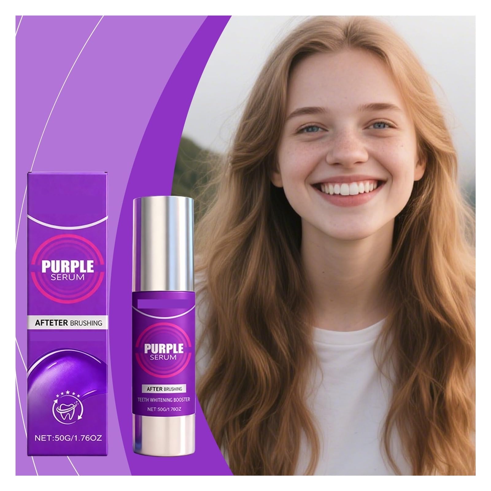50 g de pasta dientes refrescante color morado for la limpieza bucal diaria; Ayuda a mantener apariencia blanca visual los(2pcs)