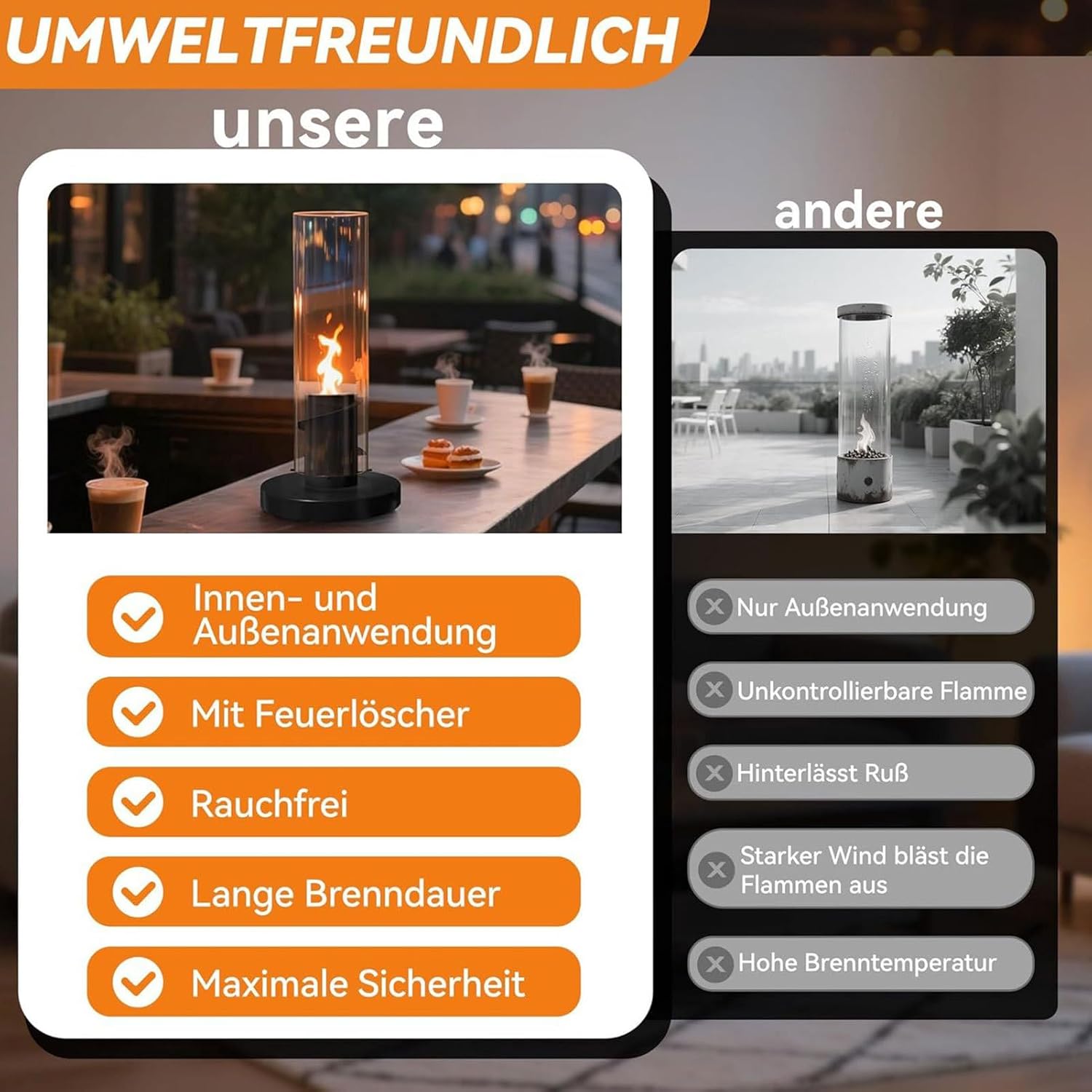 トルネードランプ | 竜巻炎テーブルファイヤー,1セット 装飾用ランプ 寝室 ナイトスタンド バルコニー ホーム 引越し祝い ムービ