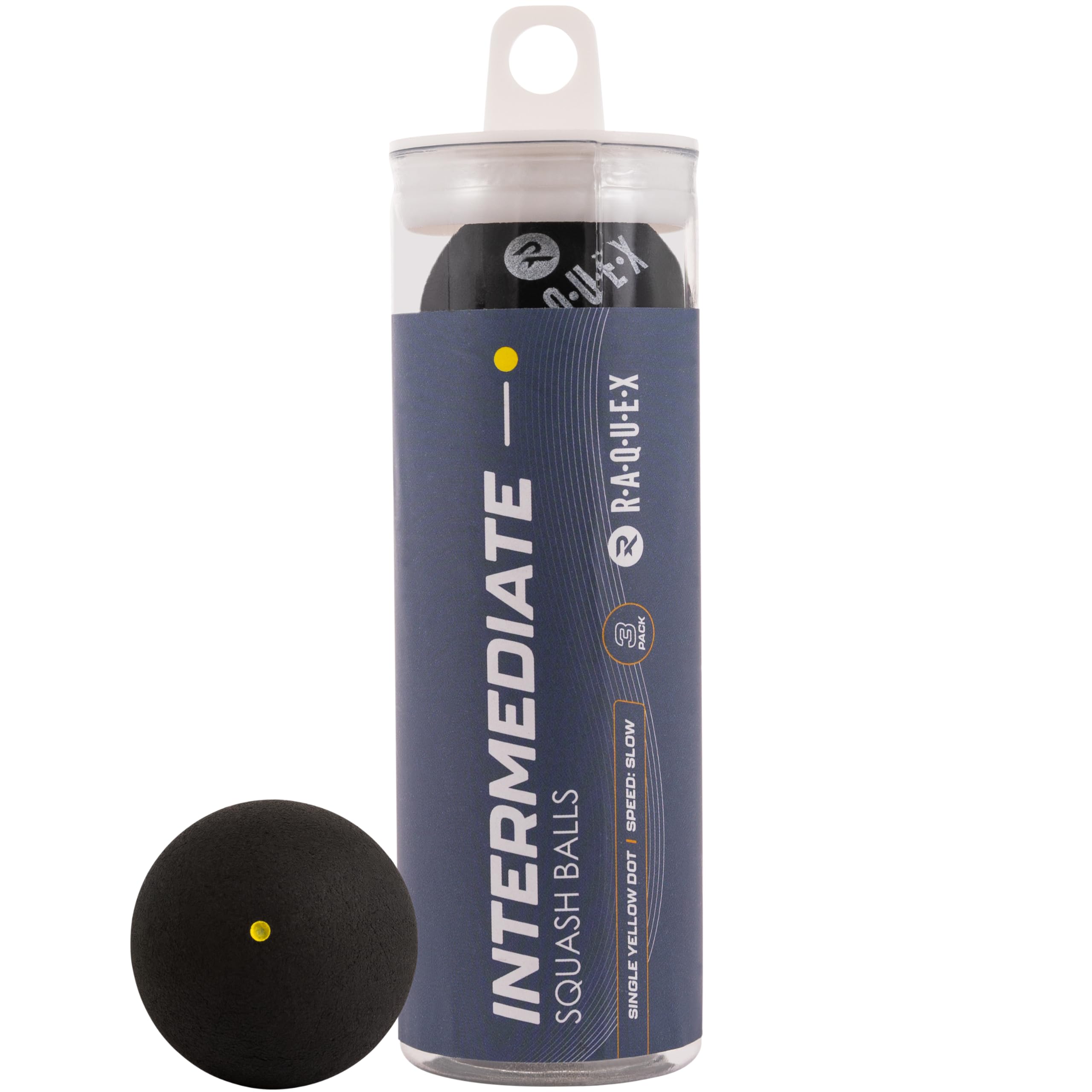 Squash Balls in Tube of 3 - 4 Speed Options - Elite Double Yellow, Intermediate Yellow, Red Squash Balls Beginners, Junior Blue. WSF Approved Squash Ball