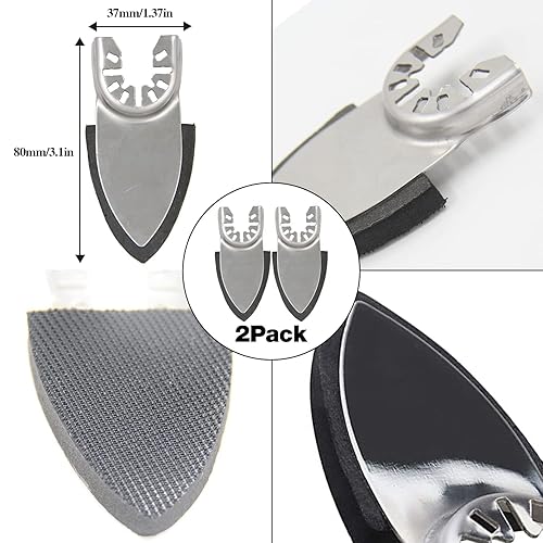 Miniatura 6 de Kit de 130 almohadillas de lijado oscilantes para detalles, 5 almohadillas de lijado de dedos, 125 piezas de papel de lija, granos 6080120180240 con