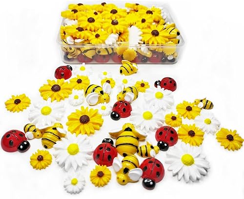 Vista 8 de glacely 60 piezas de diminutas abejas de resina con forma de abejas de resina para manualidades, decoración de abejas planas con caja de 60