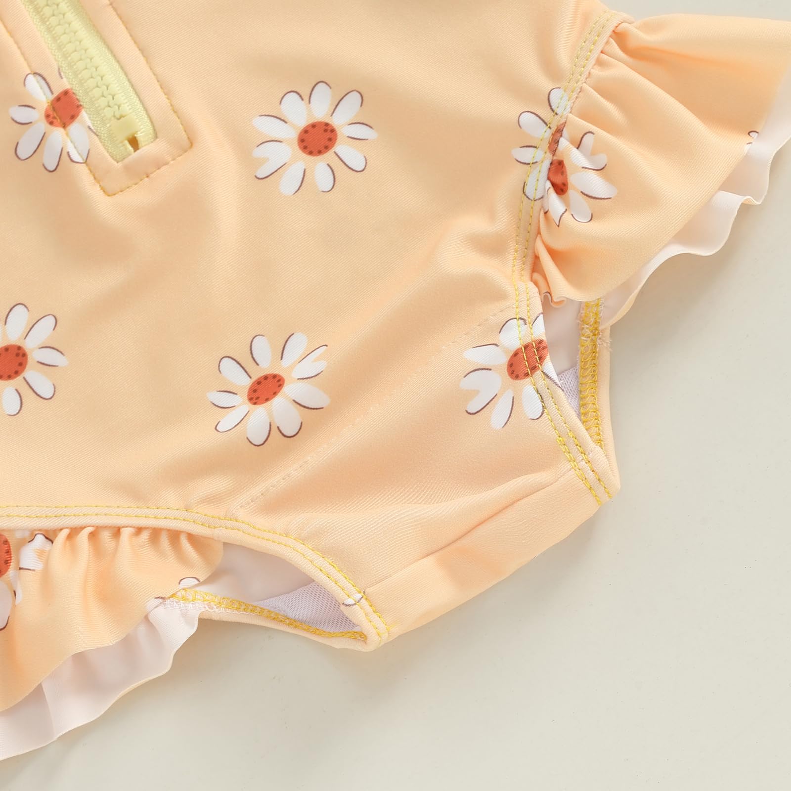Carolilly - Traje de baño de una pieza para bebé y niña, estampado floral, con sombrero de manga larga antirrayos UV (6 meses a 3 años)