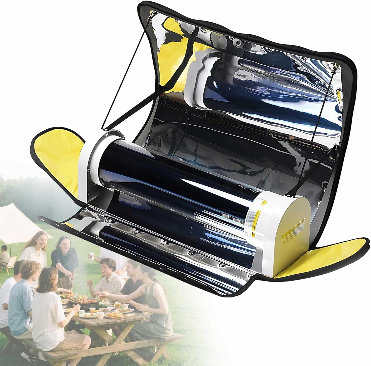 Portable Solar Oven Designed for Outdoor Cooking, Camping Stove with 4.5L Capacity, Foldable Stainless Steel Cooker for Travel Survival