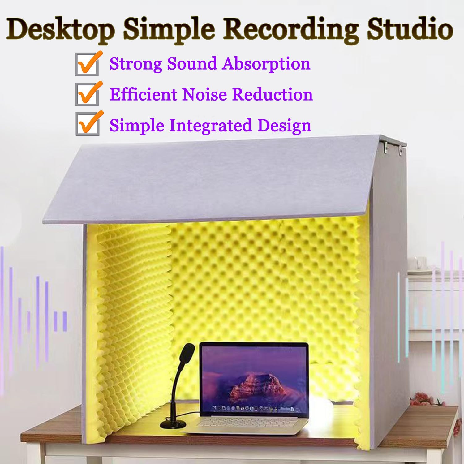 80 cm Schallschutzkabine, Schallschutzabdeckung Für Den Schreibtisch, Selbstgebaute Tonkabine, Kleines Musikaufnahmestudio Für Das Heimstudio, Tragbare Gesangskabine