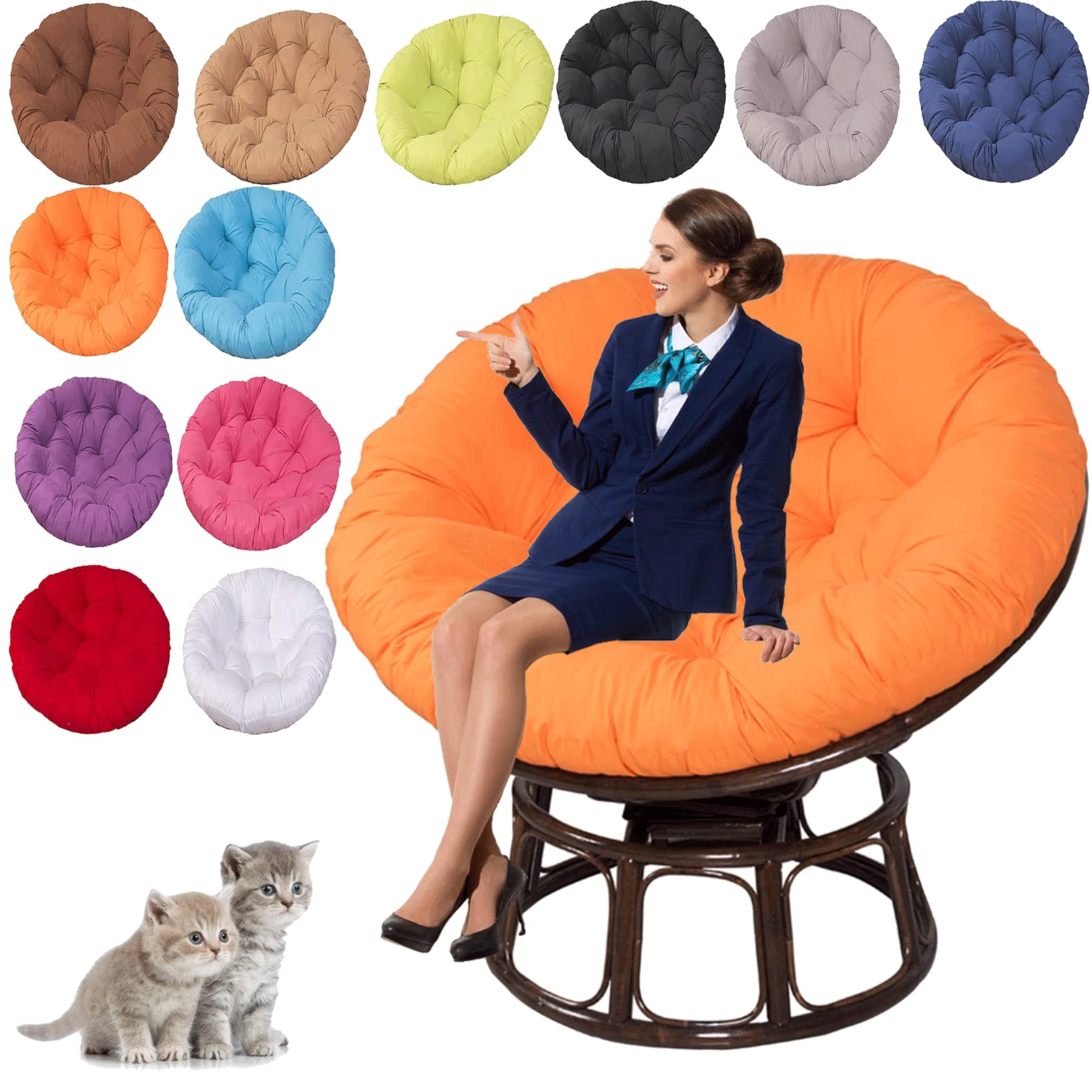 UIHECTA Garden Swing Cushion Replacement, Round Hanging Egg Chair Pads, Papasan Round Chair Cushions, Rocking Chair Cushion, for Outdoor Garden, Balcony and Living Room,07,80×80cm/31.49×31.49in