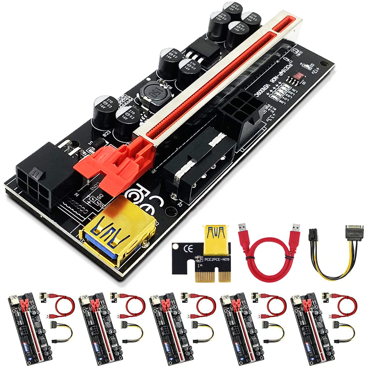 Amazon.co.jp: 6ピース VER009S PCI Express Riser Card USB 3.0