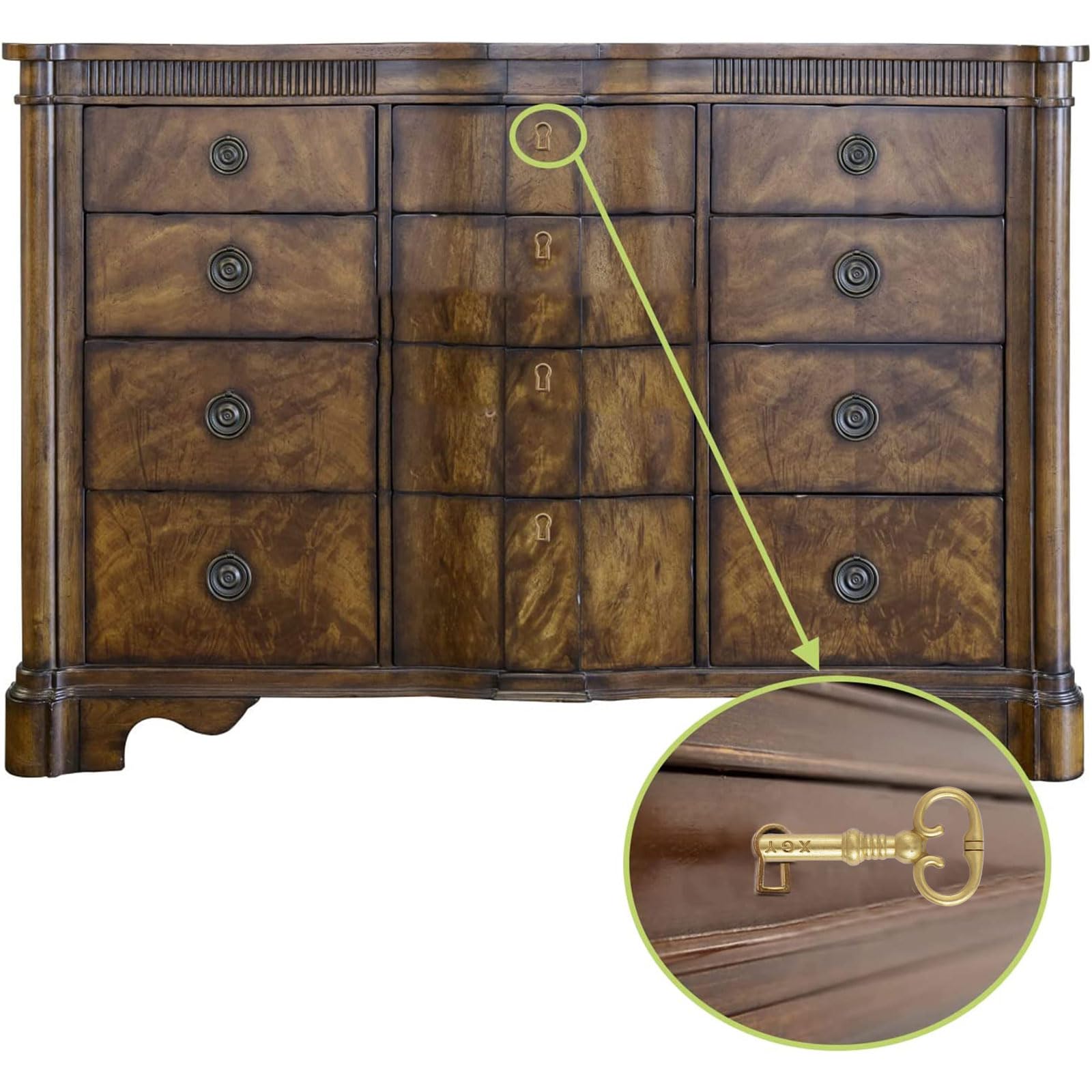 Serratura vintage con chiave, set da 2 pezzi di serrature dorate per armadietti, porte, cassetti, scrivanie, cassetti, armadi, scatole di gioielli