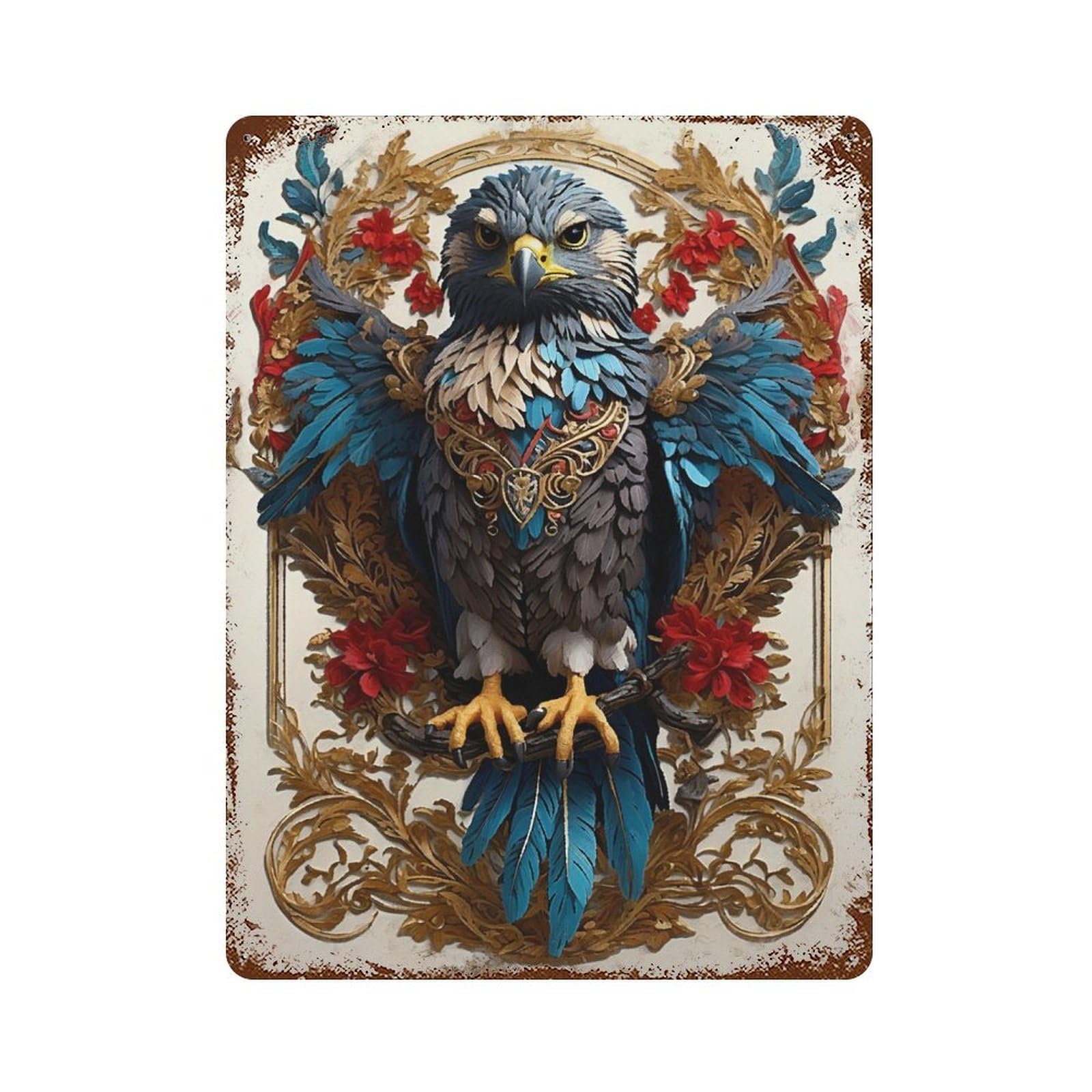 Garage Style Moonlit Wings Rust Effect Tin Sign 15.7"x11.8", Vintage Wall Decor for Bar And Workshop