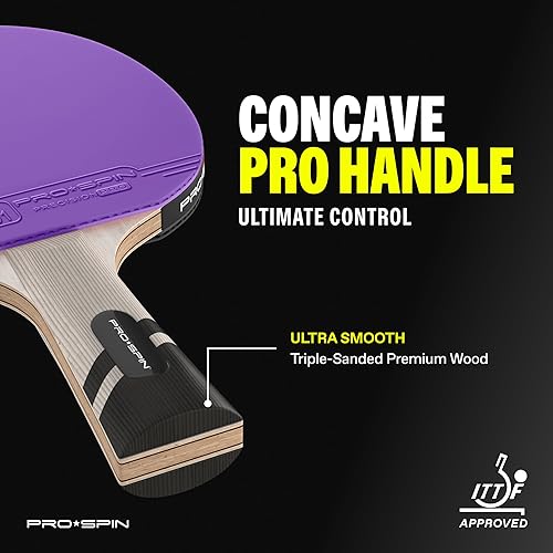 Miniatura 5 de PRO-SPIN Ping Pong Paddles Set of 4 ITTF Approved Carbon Table Tennis Rackets and Balls Professional Quality Set with 8 Tournament-Grade Ping-Pong