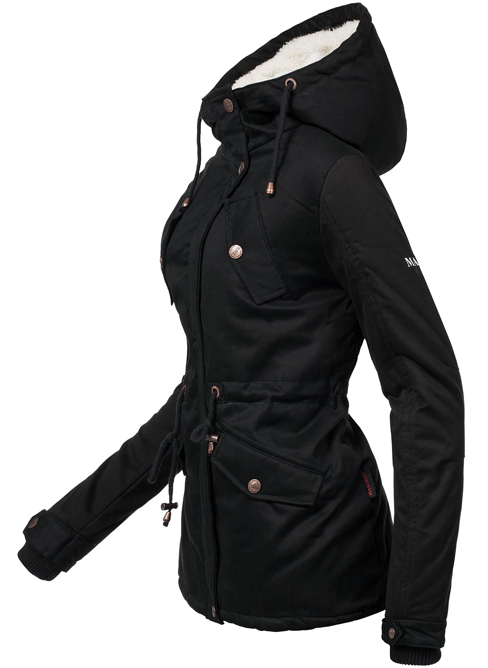 MARIKOO Damen warme Winterjacke mit kuscheliger verstellbarer Kapuze Manolya XS-5XL