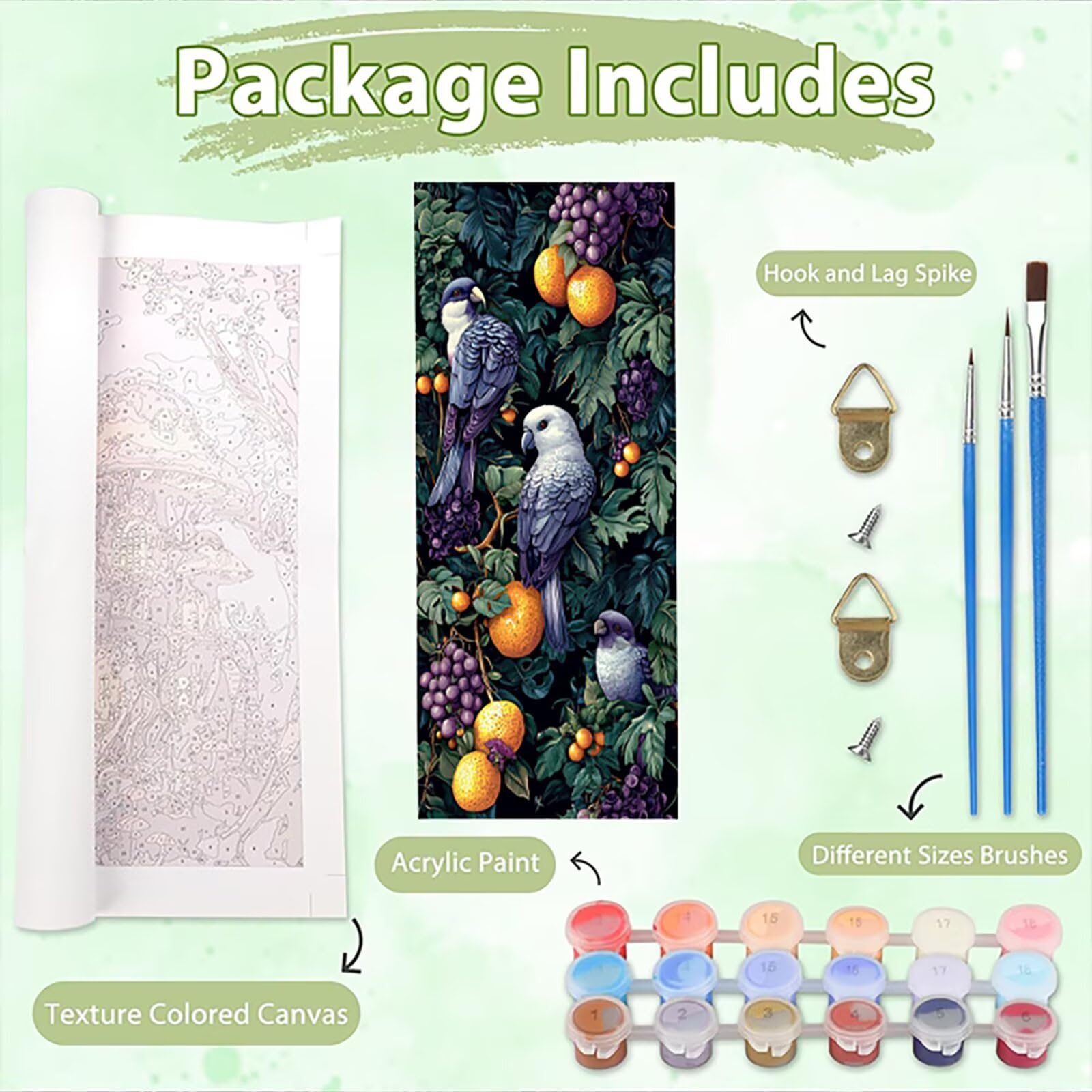 Malen Nach Zahlen 50x150cm Leinwand Vogel Malen Nach Zahlen Erwachsene mit Ohne Rahmen, DIY Kreativ Set für Erwachsene mit Pinseln und Acrylfarbe, Zimmer Deko Wald Landschaft Geschenk, P0M-509