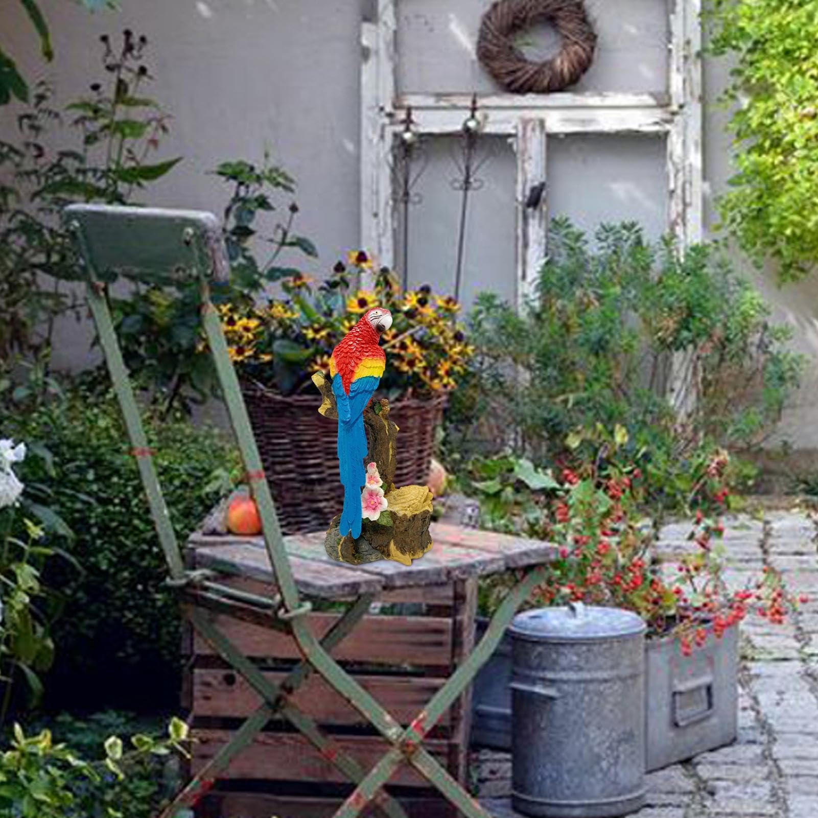 Figurine di pappagallo in resina, Decorazione della statua del pappagallo, Figurine di uccelli all'aperto, Decorazione del pappagallo all'aperto, Ornamento del giardino del pappagallo,