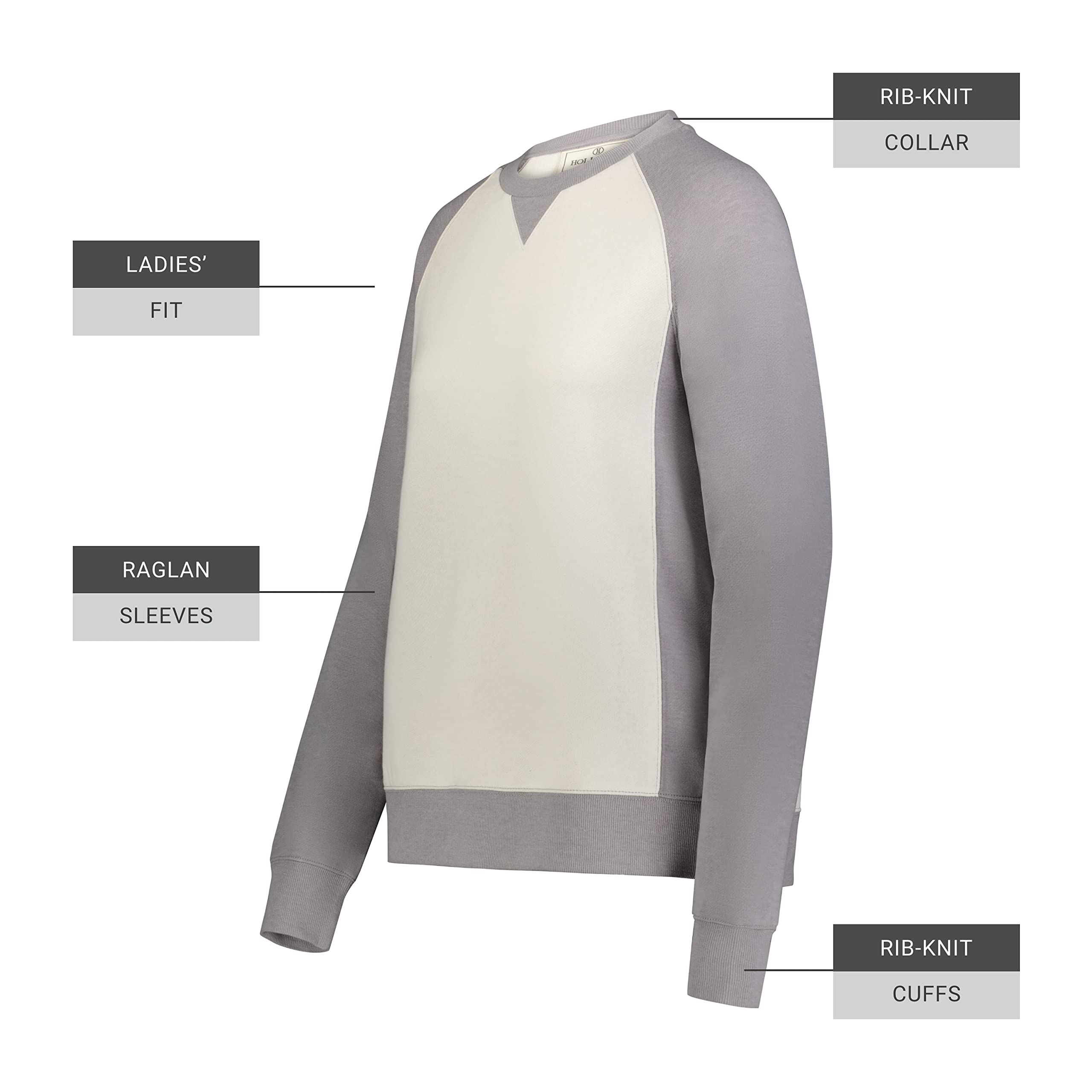 Holloway Damska bluza Ivy League Fleece Crew, Athletic Grey Heather/brzoza, L, Athletic Grey Heather/Birke, L