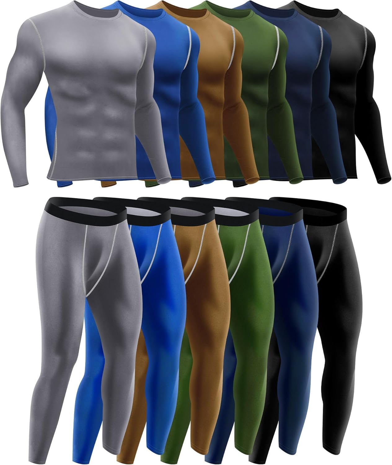 Men’s 6-Pack Fleece-Lined Thermal Underwear Set for Winter