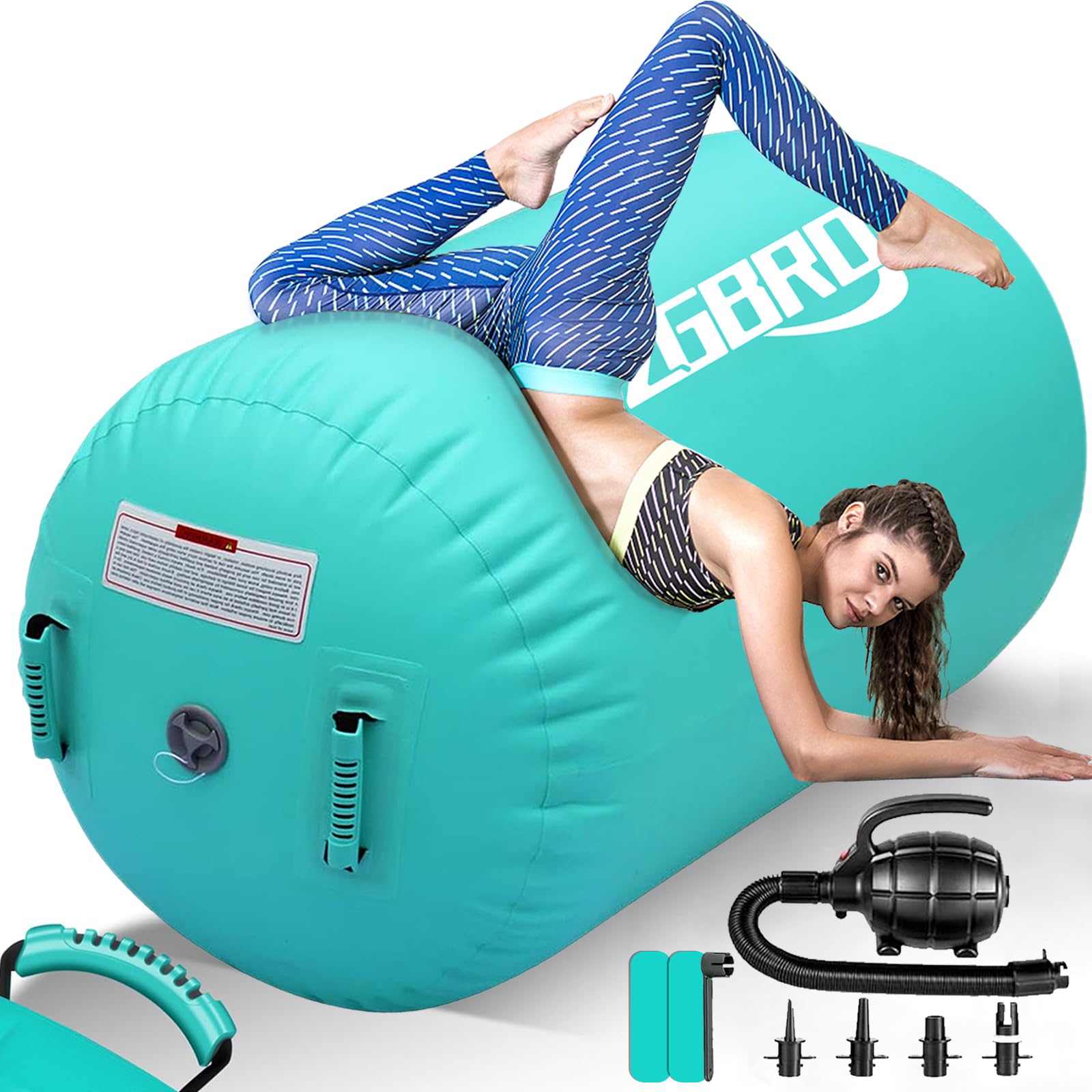 CZGBRO Air Roller Gymnastics Barrel Inflatable Tumbling Roller Air Mat Octagon Mat with Electric Pump for Backhandspring Training Cheerleading Home Use
