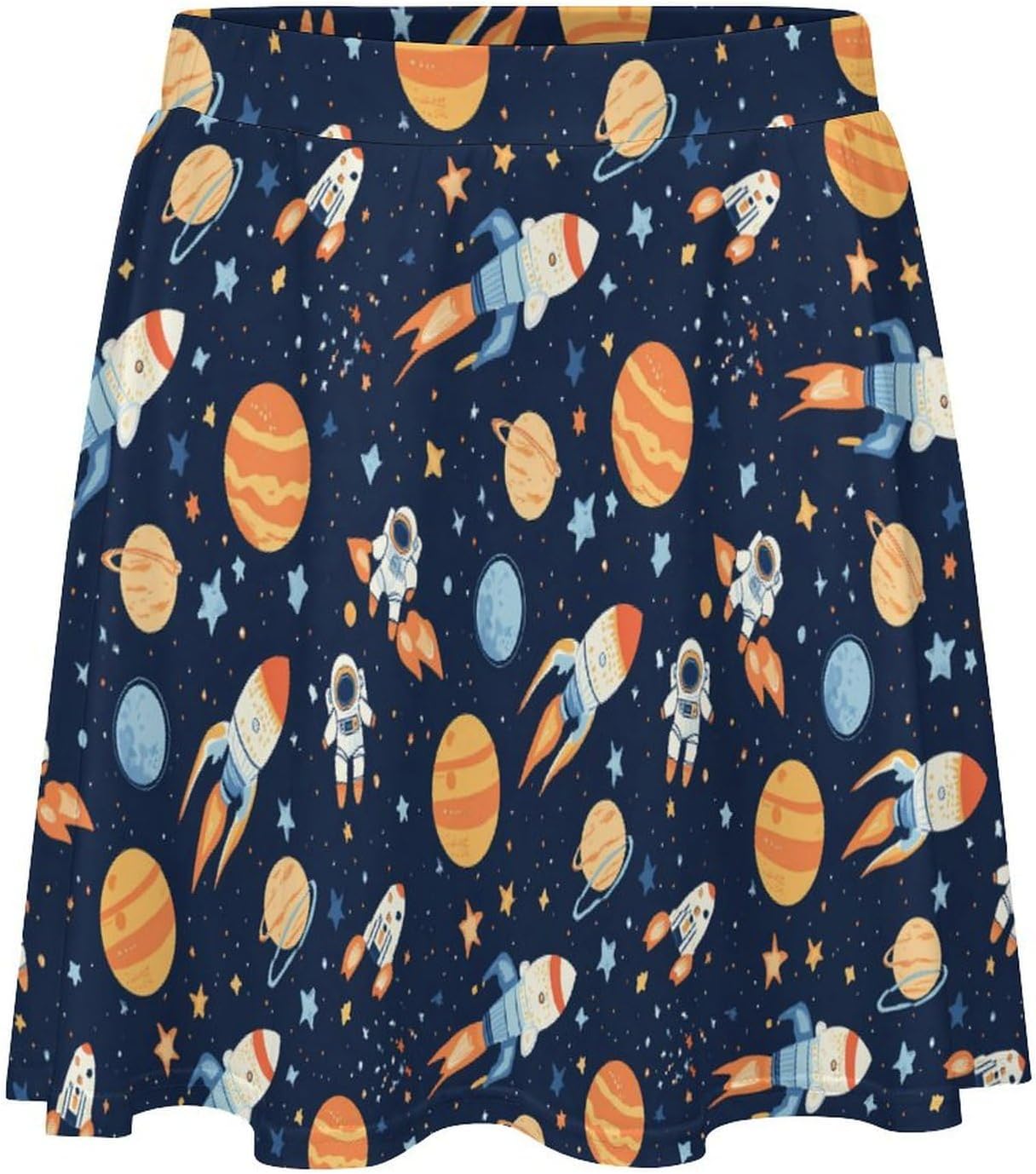 Outer-Space Astronaut Rocket Women Tennis Skirt Print Golf Skirts Mini Casual Workout Skorts