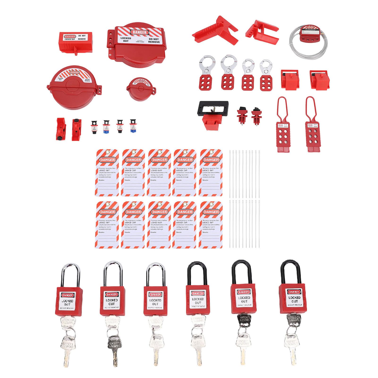 RiToEasysports Kit de bloqueo con caja de herramientas, kit de candados de seguridad industrial para mantenimiento de aparatos eléctricos, abrazadera y cierres universales con