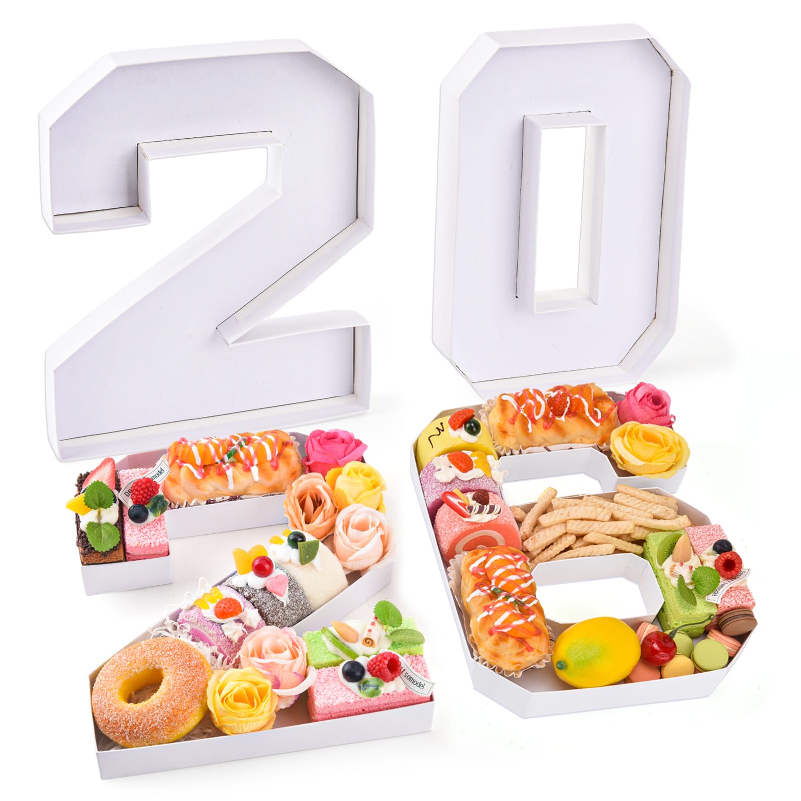 Photo 1 of Datyiiha 2026 Set Cardboard Number for Charcuterie 10.2'' Fillable Tray Charcuterie Paper Box for Graduation Anniversary Birthday New Year Party Decorations Chocolate Cookies Goodie Cupcake Box