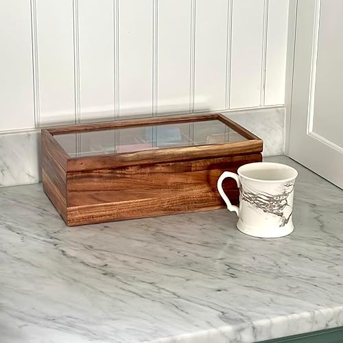Miniatura 6 de Ironwood Cornwall - Caja de té, organizador de té de 8 compartimentos, madera de acacia