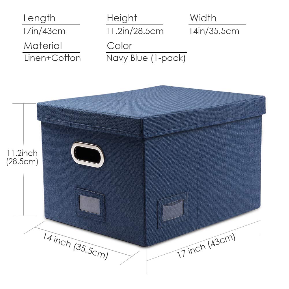 PRANDOM File Organizer Box - Set of 1 Collapsible Decorative Linen Filing Storage Hanging File Folders with Lids — view 7