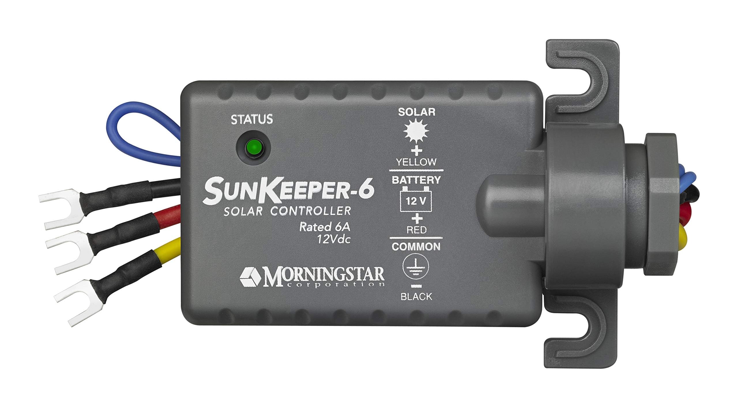 Morningstar SunKeeper 6A PWM Solar Charge Controller (SK-6) - Intelligent Solar Panel Regulator, Supports 12V Batteries, IP65 Outdoor Panel Control, HAZLOC Rated, 5 Year Warranty - Designed in USA
