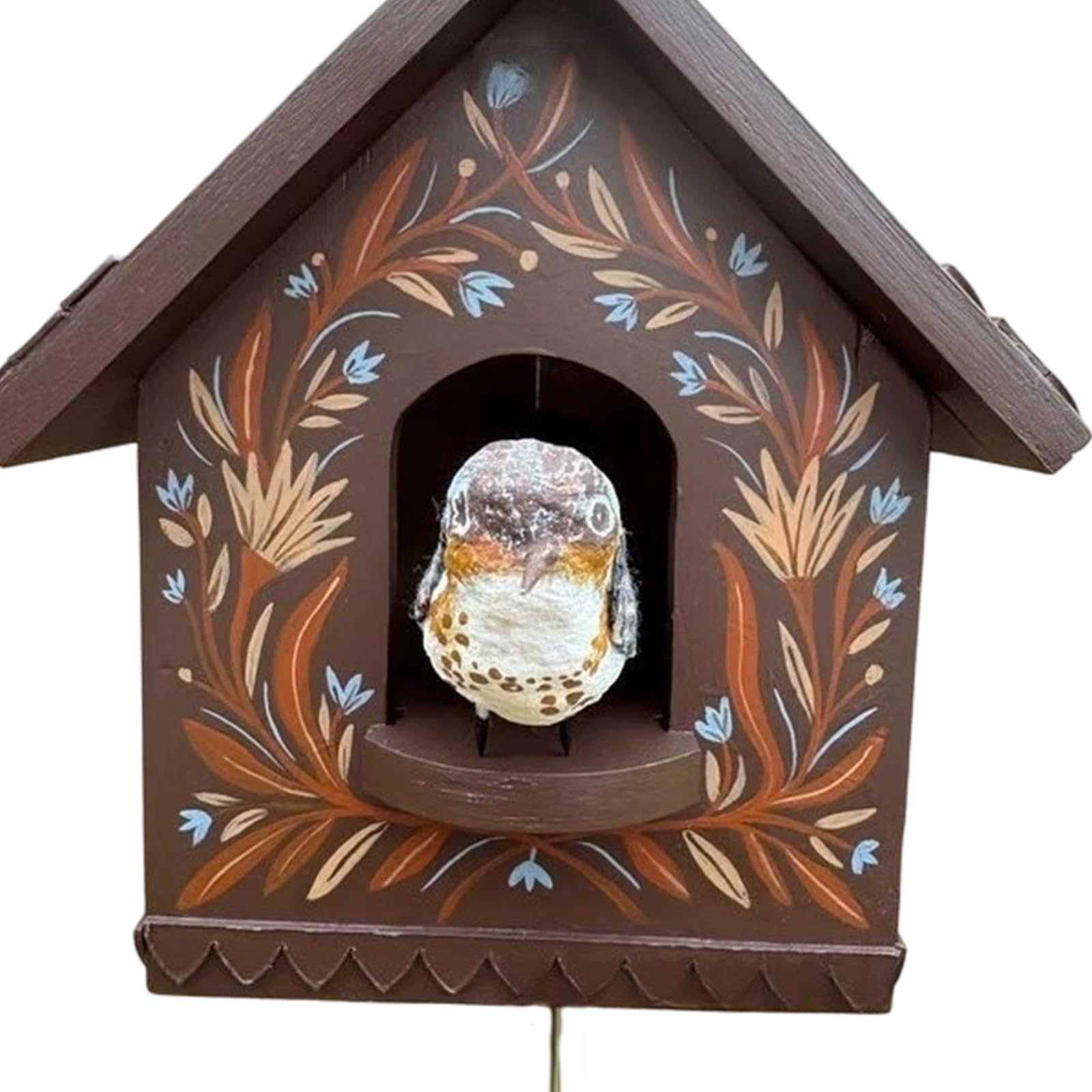 ZBIianxer Whimsically Animal Themed Kinetics Art Birdhouse Wall Hanging Decors with Moving Birds for Garden Patios and Room Ornament Garden Art