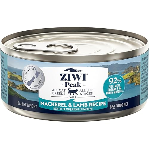 ZIWI Peak Wet Cat Food – All Natural, High Protein, Grain Free, Limited Ingredient, with Superfoods (Mackerel & Lamb, Case of 24, 3oz Cans)