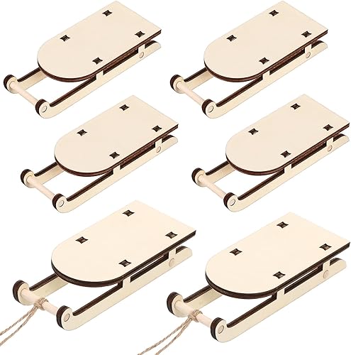 Trineo de Navidad en miniatura modelo de trineo de madera, adorno de trineo de bricolaje, manualidades, trineos de madera de mesa, decoración