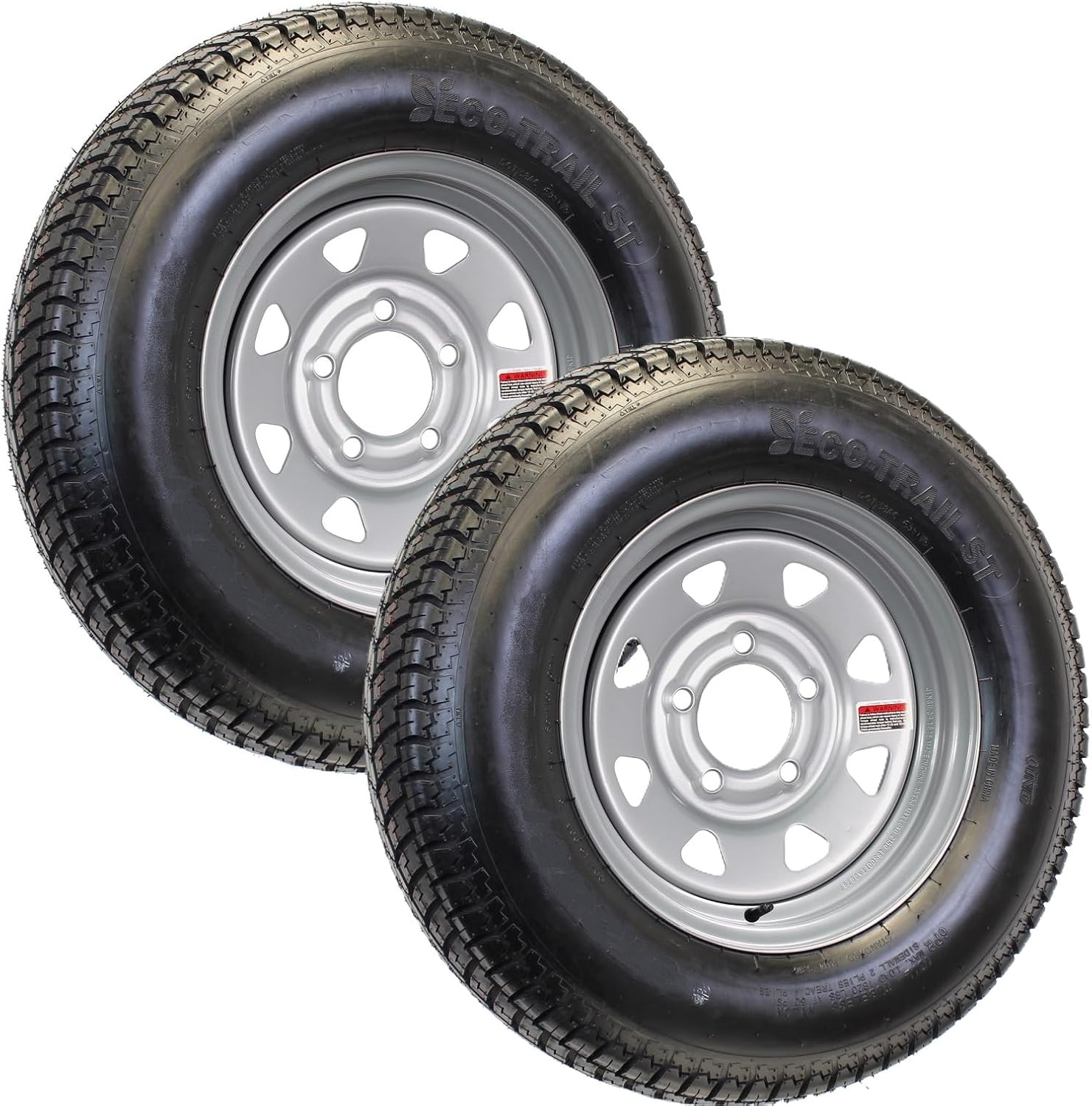 eCustomrim 2-Pack Trailer Tire Rim ST215/75D14 Load C 5 Lug 4.5 Silver Grey Wheel - 2 Year Warranty w/Roadside
