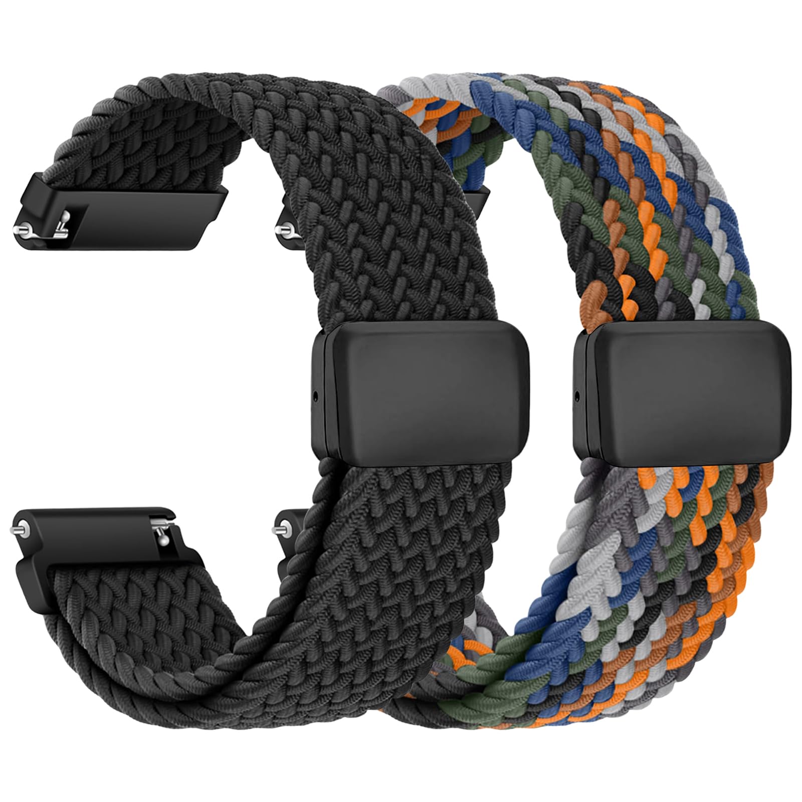 chinbersky Nylon Geflochtenes Uhrenarmband 20mm Uhrenarmband 22mm mit Magnetischem Verschluss, für Herren Damen Elastisches Ersatzarmband