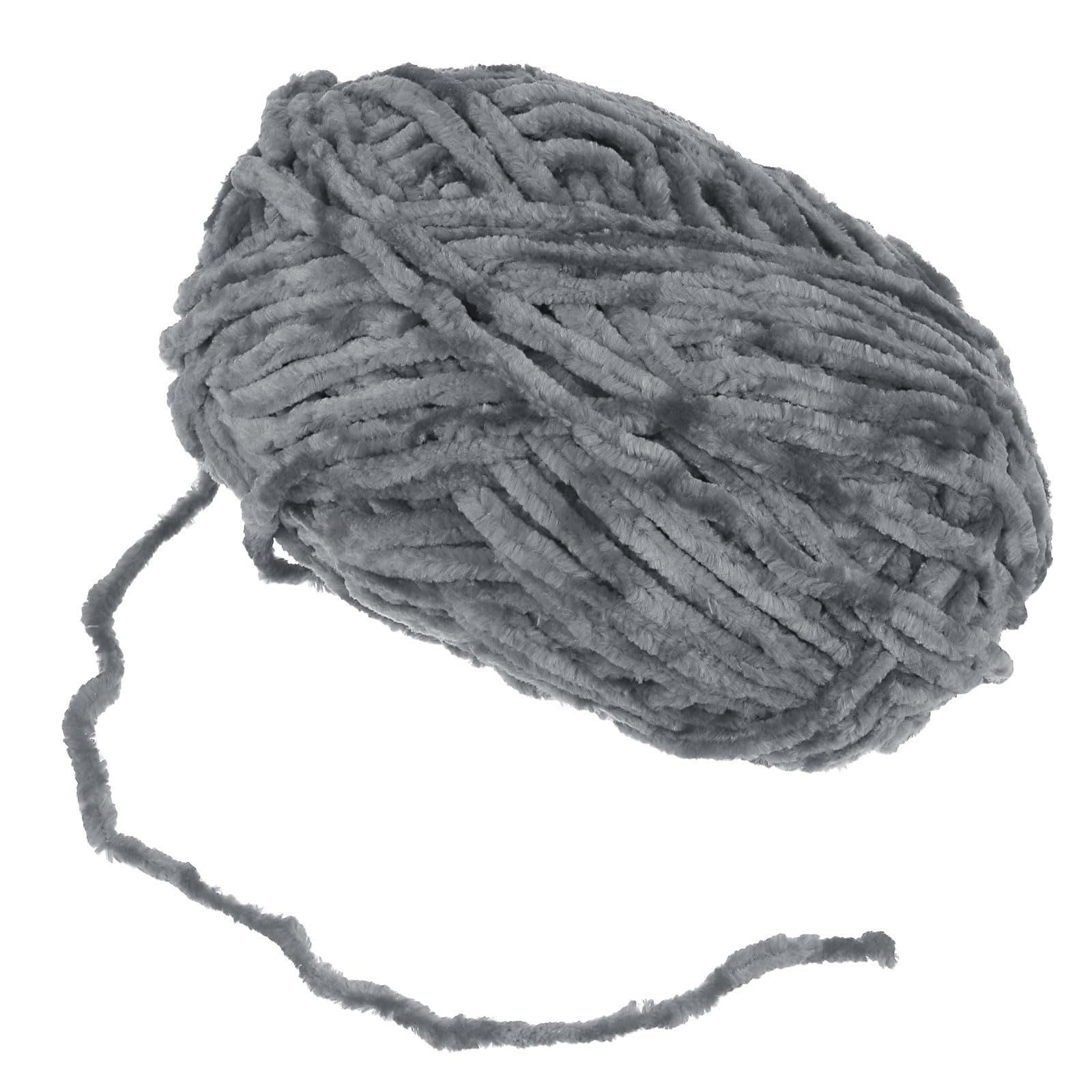 uxcell 1 Skein Velvet Yarn Chenille Yarn 100g/3.5oz 87 Yards Total Length 6# Super Bulky Polyester Soft Blanket Yarn for Knitting Bag Scarf Dark Grey - Image 3