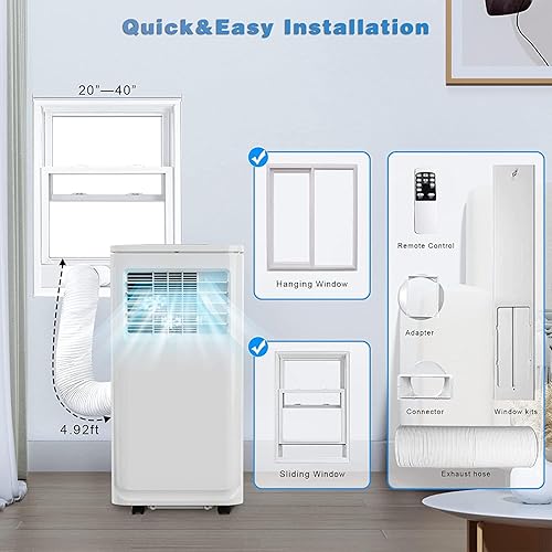 Miniatura 5 de OFIKA Aire acondicionado portátil para interiores de 10000 BTU, unidad de CA portátil para habitaciones de hasta 350 pies cuadrados, aire