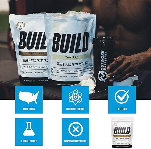 Miniatura 6 de Outwork Nutrition Build Whey Protein - Polvo aislado de proteína de suero  Bajo en lactosa, proteína en polvo sin gluten para el crecimiento
