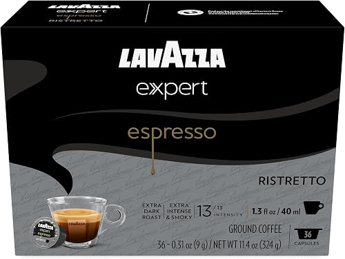 Expert Espresso Ristretto Capsules, Extra Dark Roast, Arabica and Robusta Blend, Compatible with Lavazza Classy Machines (36 Capsules)