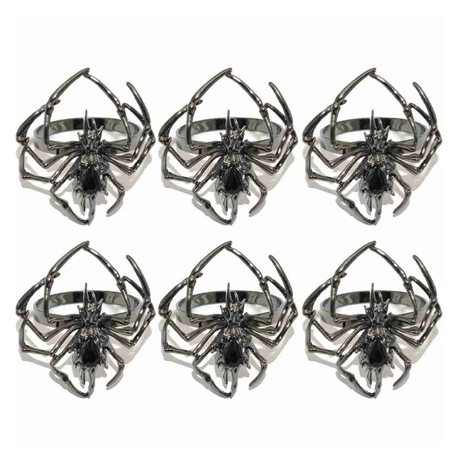 napkin rings Napkin Ring Set Of 6,Spider Buckle Spooky Rhinestone Rings Holder Metal Alloy