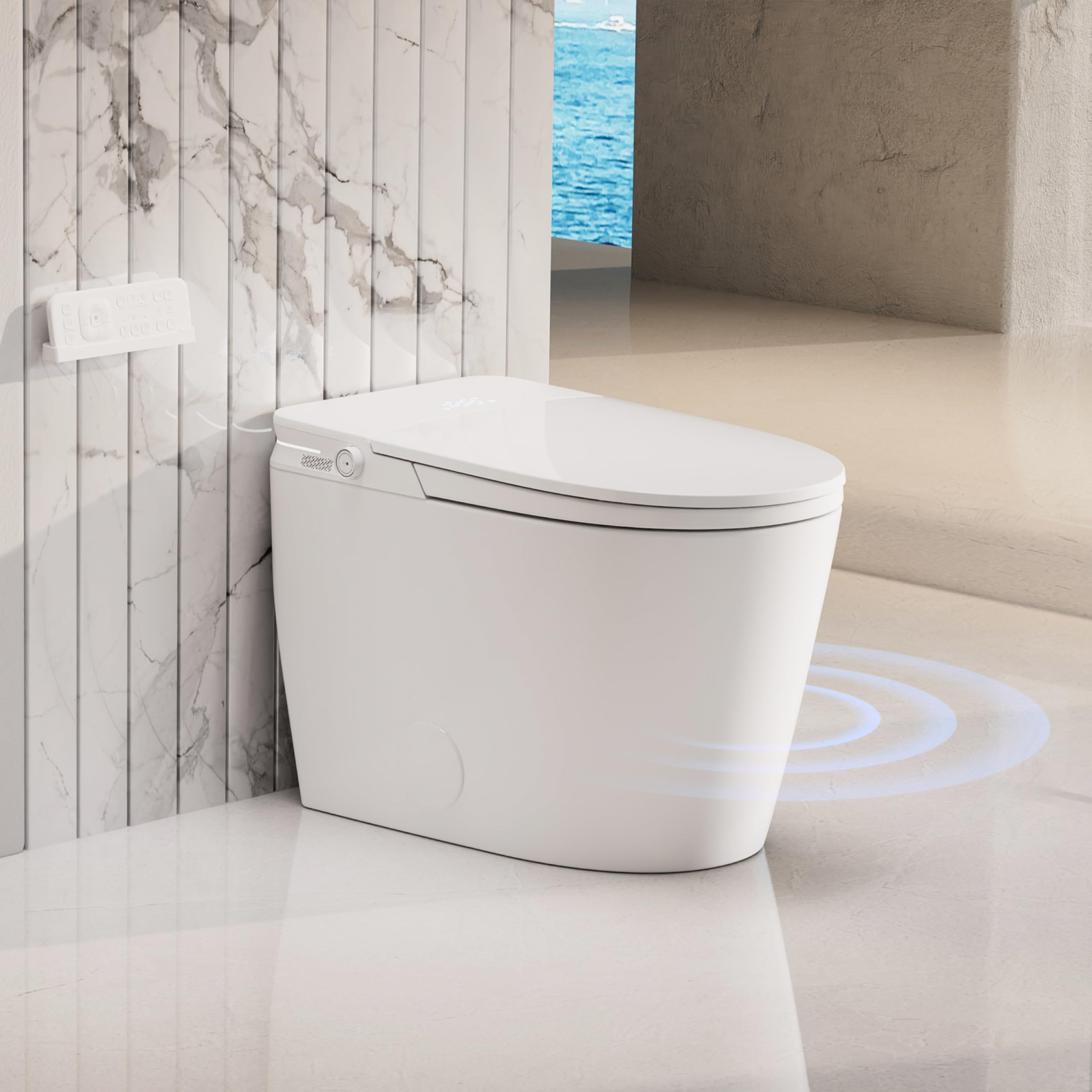 Smart Bidet Toilet with Auto Lid Seat Auto 1000 Gram MaP Score Flush ADA Comfort Height Heated Seat